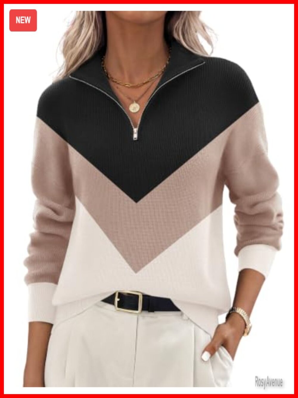 Women's Quarter Zip Knit Pullover Sweater Long Sleeve Mock Neck